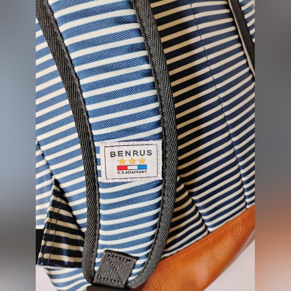 BENRUS Scout Blue/White Striped U.S. Military Navy Drawstring Backpack Large - Picture 5 of 10